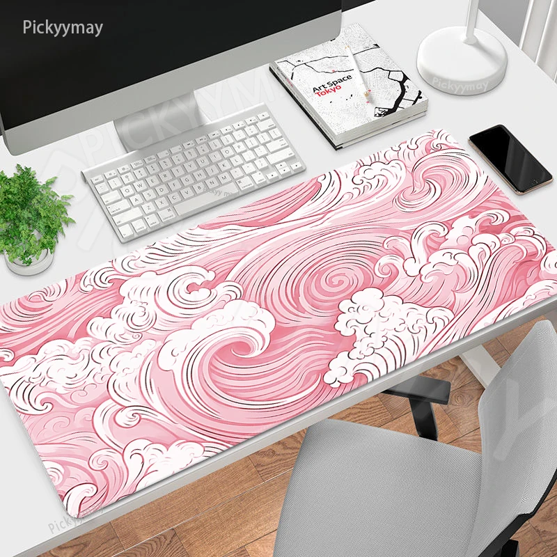 

Mouse Pad Pink Large Gamer Mousepad Keyboard Mat Office Mouse Mats 900x400mm Rubber Desk Pad Art Clouds Table Mats