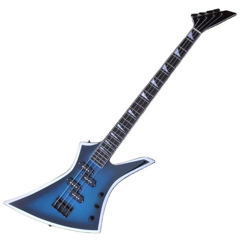 Electric Bass Guitar Unusual Shape Electric Bass 4 Strings Bass Guitar Flame Maple Veneer