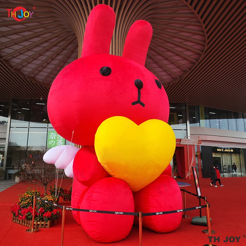 Customized Outdoor Giant Red Rabbit Inflatable Bunny Rabbit With Heart For Valentine's Day