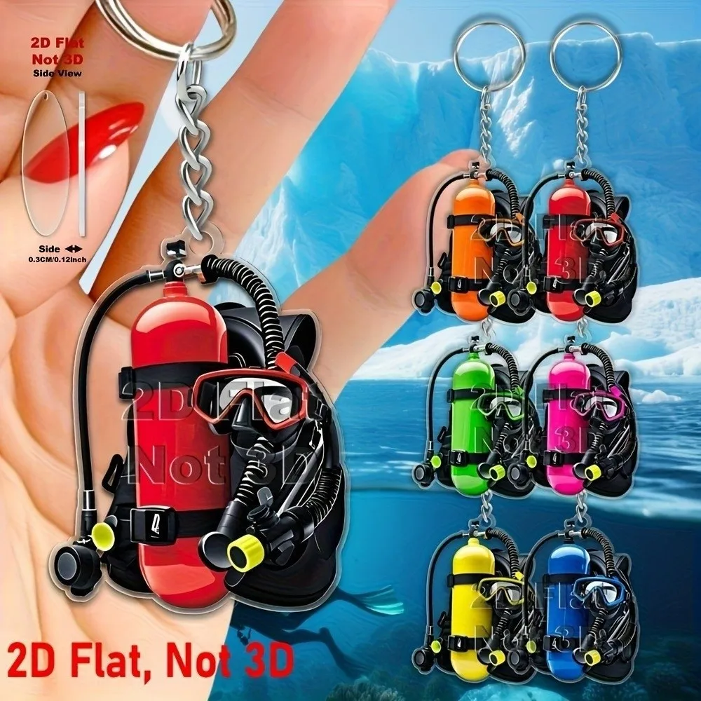 Porte-clés créatif en acrylique, simulation d'équipement de plongée, bijou personnalisé amusant, cadeau, décoration de sac à dos, porte-clés de voiture