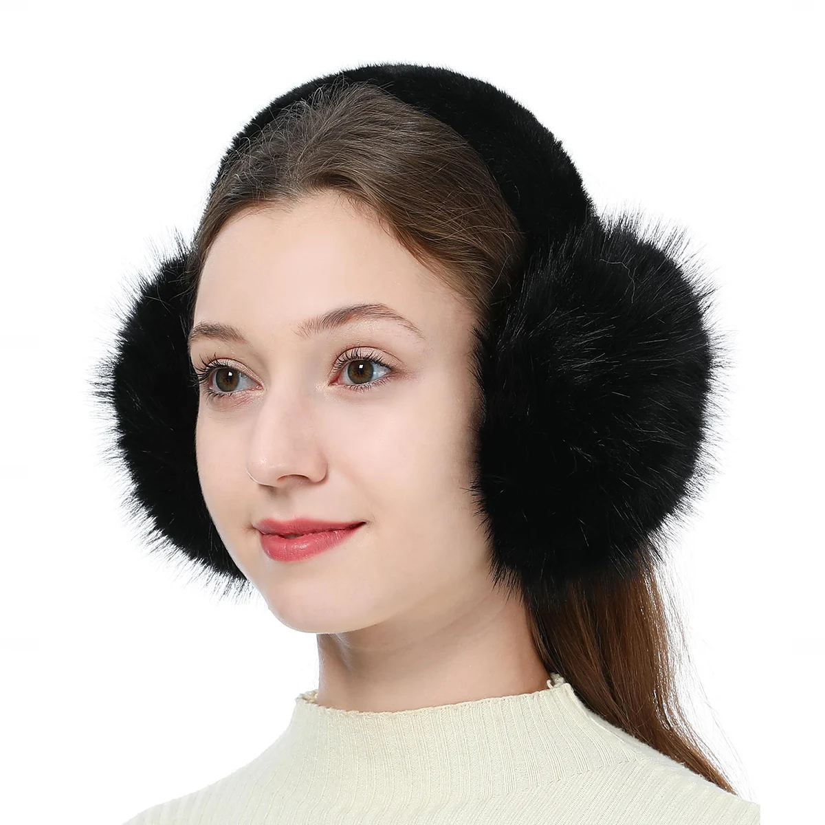 1 قطعة غطاء للأذنين بلون للجنسين الشتاء طوي غطاء للأذنين أفخم فو الفراء الأذن يفشل تدفئة للنساء والرجال غطاء حماية الأذن #3