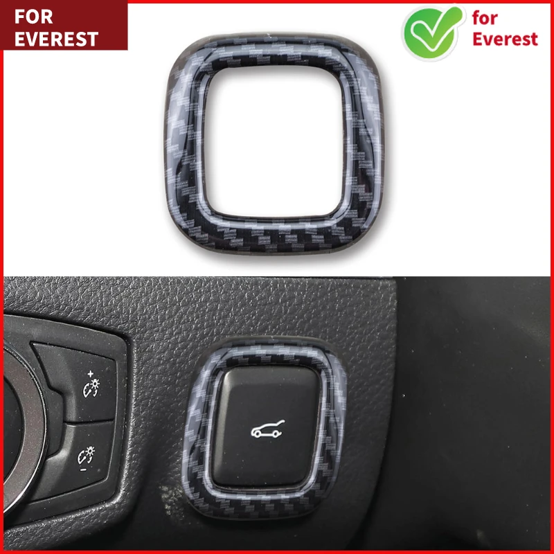 Pegatina de cubierta de marco de Panel de botón de interruptor de luz trasera de coche de fibra de carbono para Ford Ranger Everest Endeavor 2015 - 2020 Accesorios