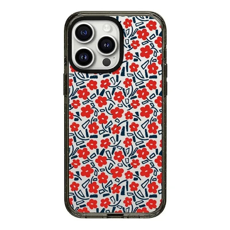 2.0 Version Acrylic Upgrade Border Red Flower Phone Case Cover for IPhone 11 12 13 14 15 Pro Max Case for IPhone 15 Pro Max