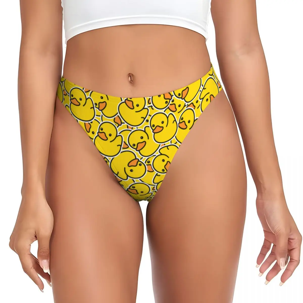 

Custom Womens Yellow Classic Rubber Ducky G-string Panties Female Breathable Thongs Underwear