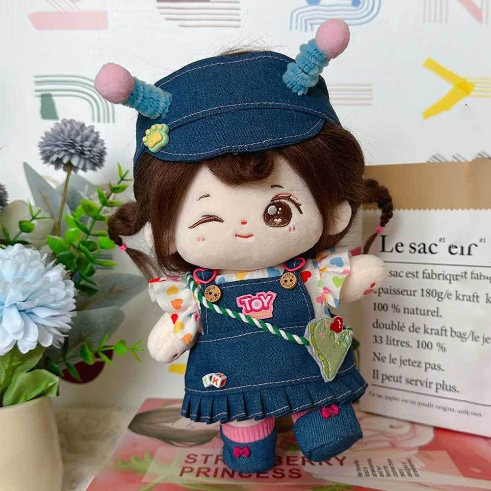 For 20cm Cotton Doll Plush Toys Princess Little Dress Casual Set Color matching Dress Up Clothing Girls Brithday Gift