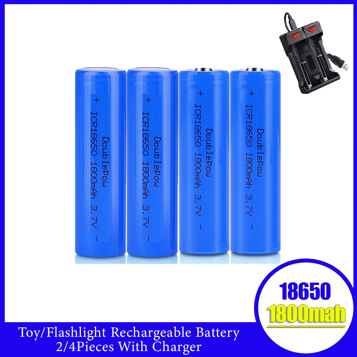 1800mah 18650 Rechargeable Battery With Charger 3.7V Li-ion Batteries For Electric Pointer Doorbell Flashlight Lithium Battery