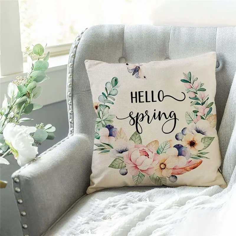 2026 + Spring Pillow Covers 18X18 Set of 4 Spring Decorations Flowers Farmhouse Throw Pillow Home Decor Cushion Case
