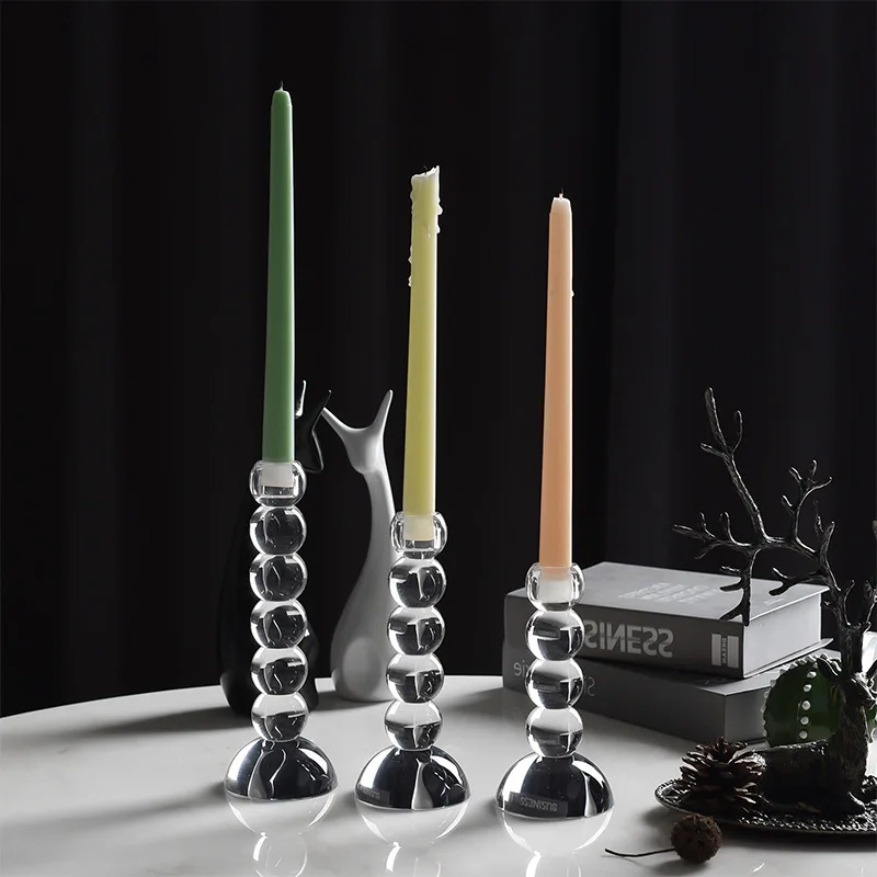 Cross-border European crystal glass candle holder, home furnishing, living room decoration, wedding table candlelight decoration