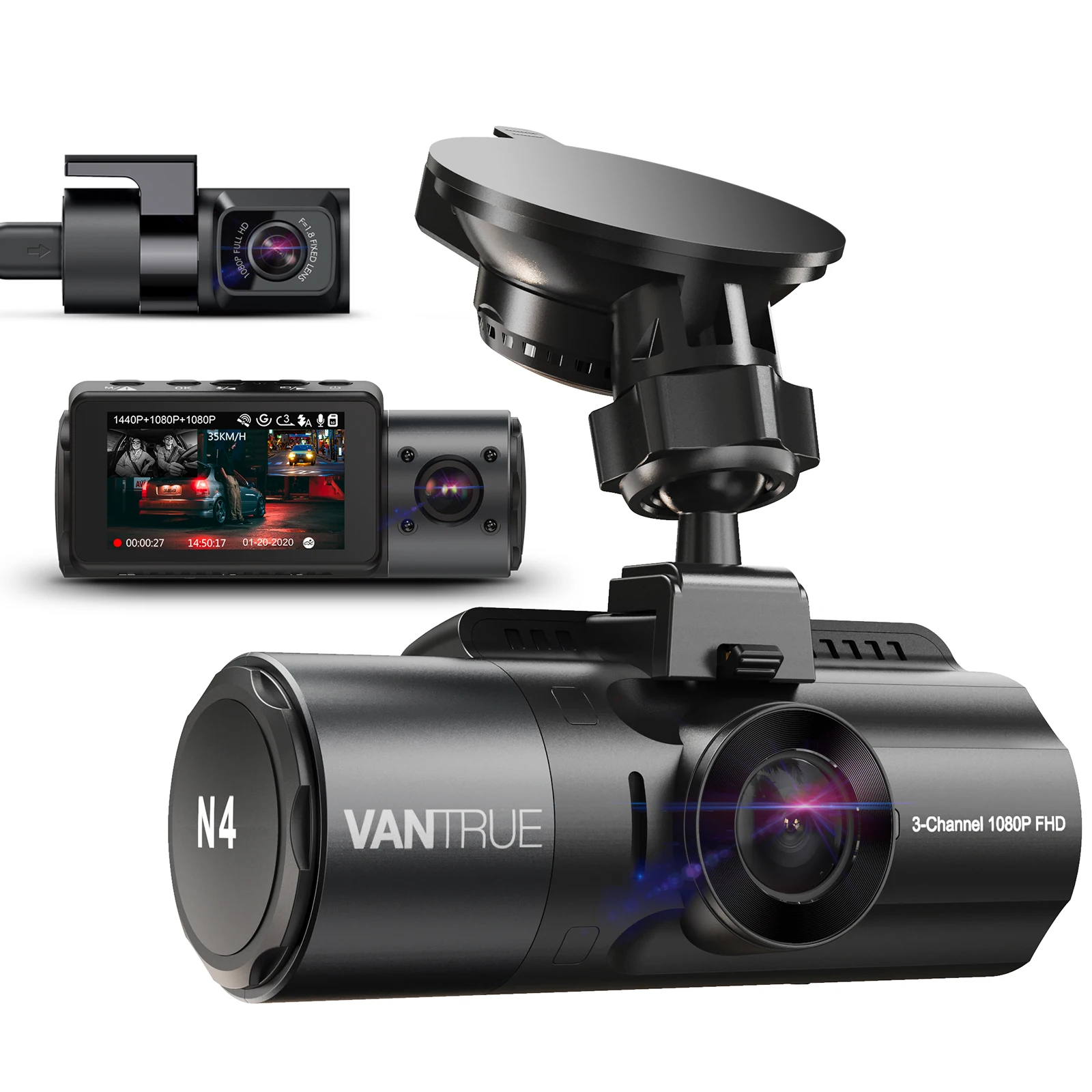Vantrue N4 DashCam 4K Auto Videorecorder Nachtzicht Auto DVR Dashcam Achteruitrijcamera met GPS Auto Dash Cam Ondersteuning 512GB Max - afbeelding 1
