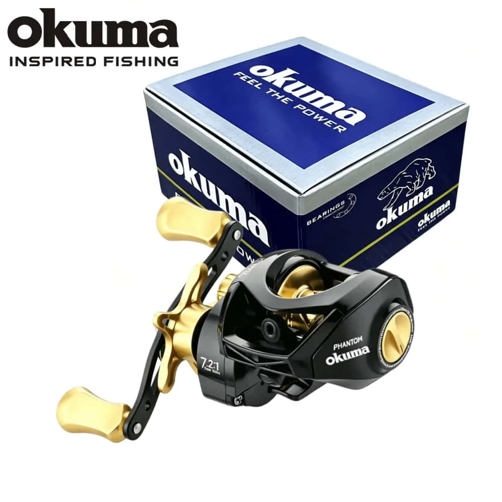 New OKUMA Baitcasting Reel 7.2:1 Speed Adjustable Click Drag Alarm Electro‑plated Star Knob Freshwater Saltwater Fishing Reel