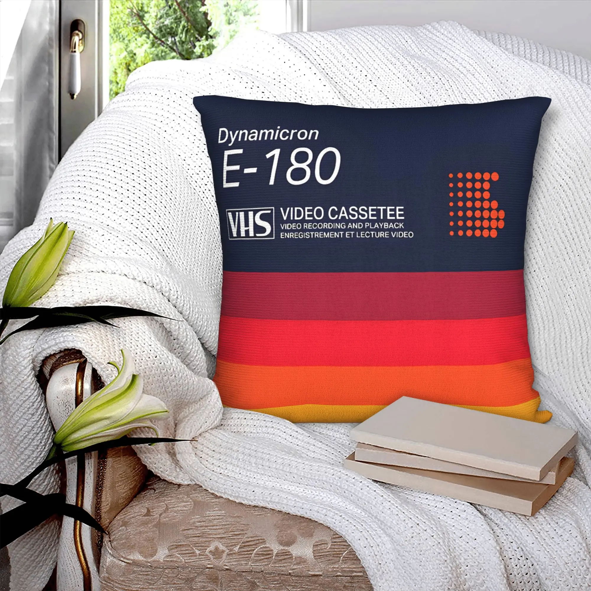 Retro 80s Music Themed Cushion Cover, Vinyl Record and Cassette Print, Decorative Pillow Case Perfect for Sofa Home Decor