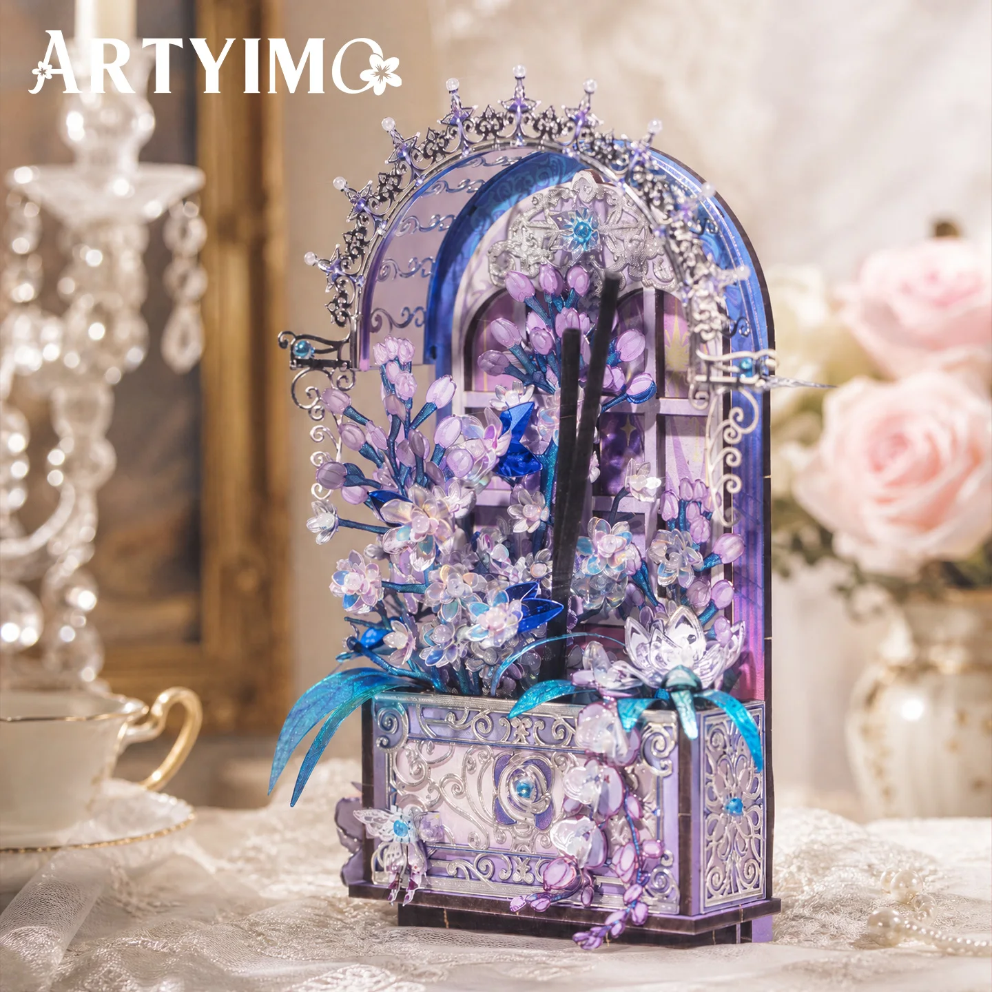 MU Purple Veil 3D Metal Puzzle DIY, Desk & Office Decor, Brain Teaser, Birthday Christmas Halloween Multicolor