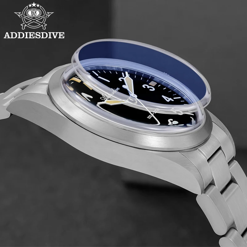 

ADDIESDIVE New Men's Watch 36mm Luxury Titanium Quartz Wristwatch 100m Diving Waterproof Bubble Mirror Luminous Man Watches