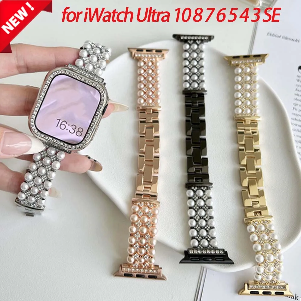 novo-para-apple-pulseiras-de-relogio-45mm-41mm-40mm-44mm-feminino-perola-pulseira-de-metal-diamante-capa-protetora-para-iwatch-ultra-10-8-7-6-5-4-3-se