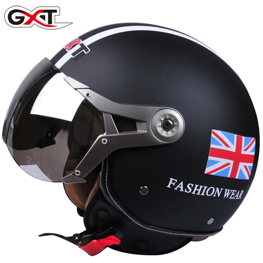 NONE Motorrad Helm 3/4 Open Face Vintage Casco Moto Männer Retro Moto Helm Sommer Roller Motorrad Reiten Helm Casque Moto 110B 9