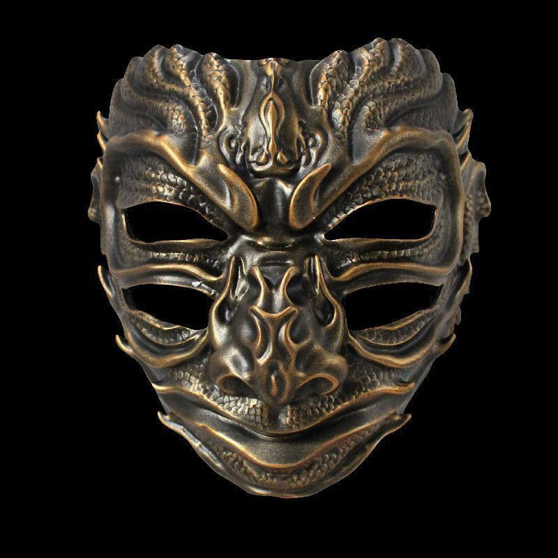 Halloween Mysterious Demon Resin Mask Chinese Ancient Hanfu Style Dragon Mask Cosplay Costume Accessory for Party Stage Show 4