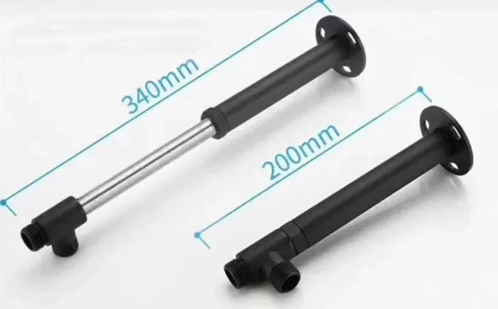 Black or brushed gold telescopic-type Shower Arm Ceiling Mount Shower  copper Extension Telescopic Scalable  Arm G1/2 Threaded