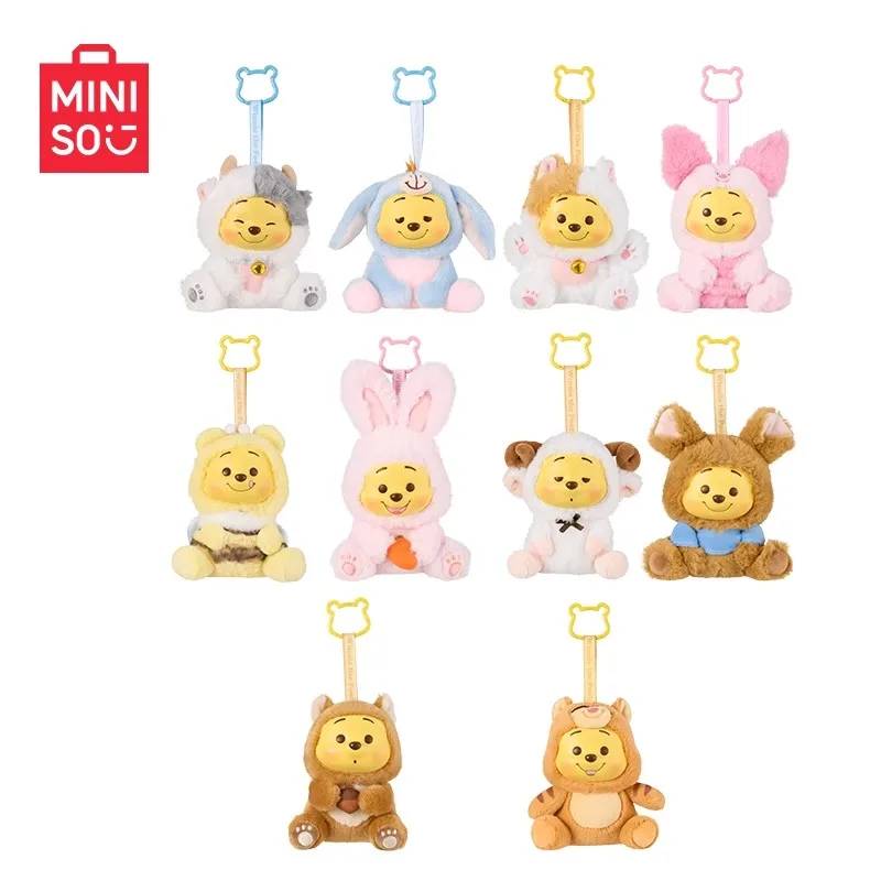 Miniso Nuovo Winnie The Pooh Naughty Party Blind Box Disney Borsa in vinile Ciondolo Giocattolo Figurina Ciondolo Kawaii Compleanno Regalo di Natale