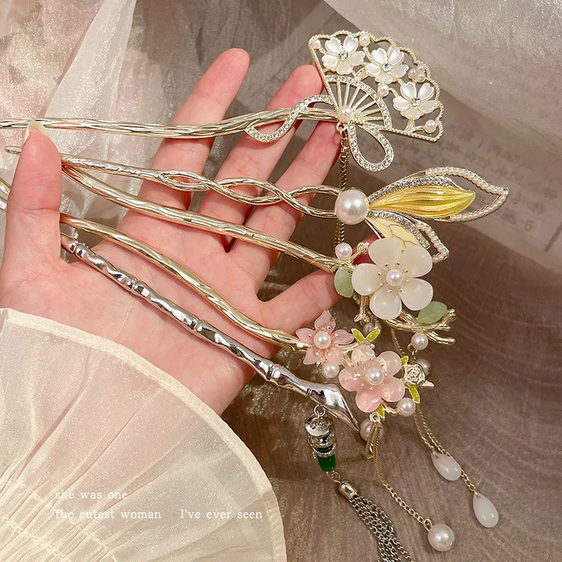 دبوس شعر على شكل زهرة شرابة للنساء، نمط جديد، دبوس شعر على الطراز القديم الراقية