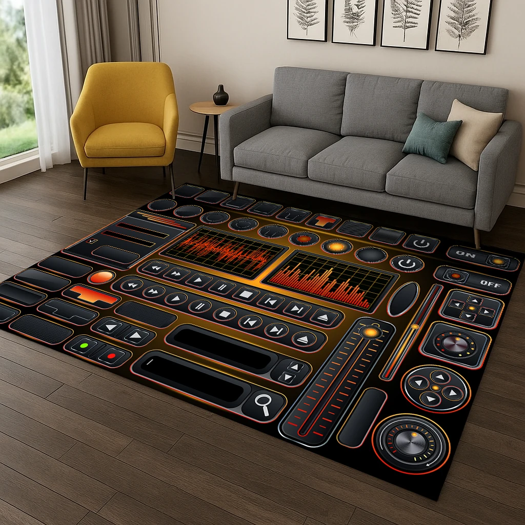 DJ Screen Record Musik Teppich Teppich Bodenmatte für Wohnzimmer Sofa Zuhause Schlafzimmer Küche Fußmatte Dekor, Spielzimmer rutschfester Teppich