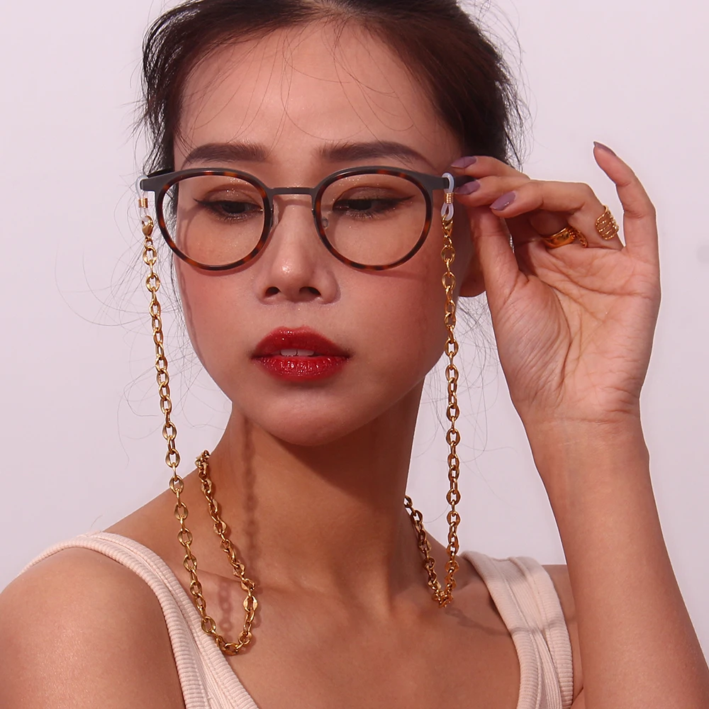 Waterproof Hypoallergenic Stainless Steel Gold Plated Link Chain Freshwater Pearl Chain Sunglasses Chain For Woman Accessories