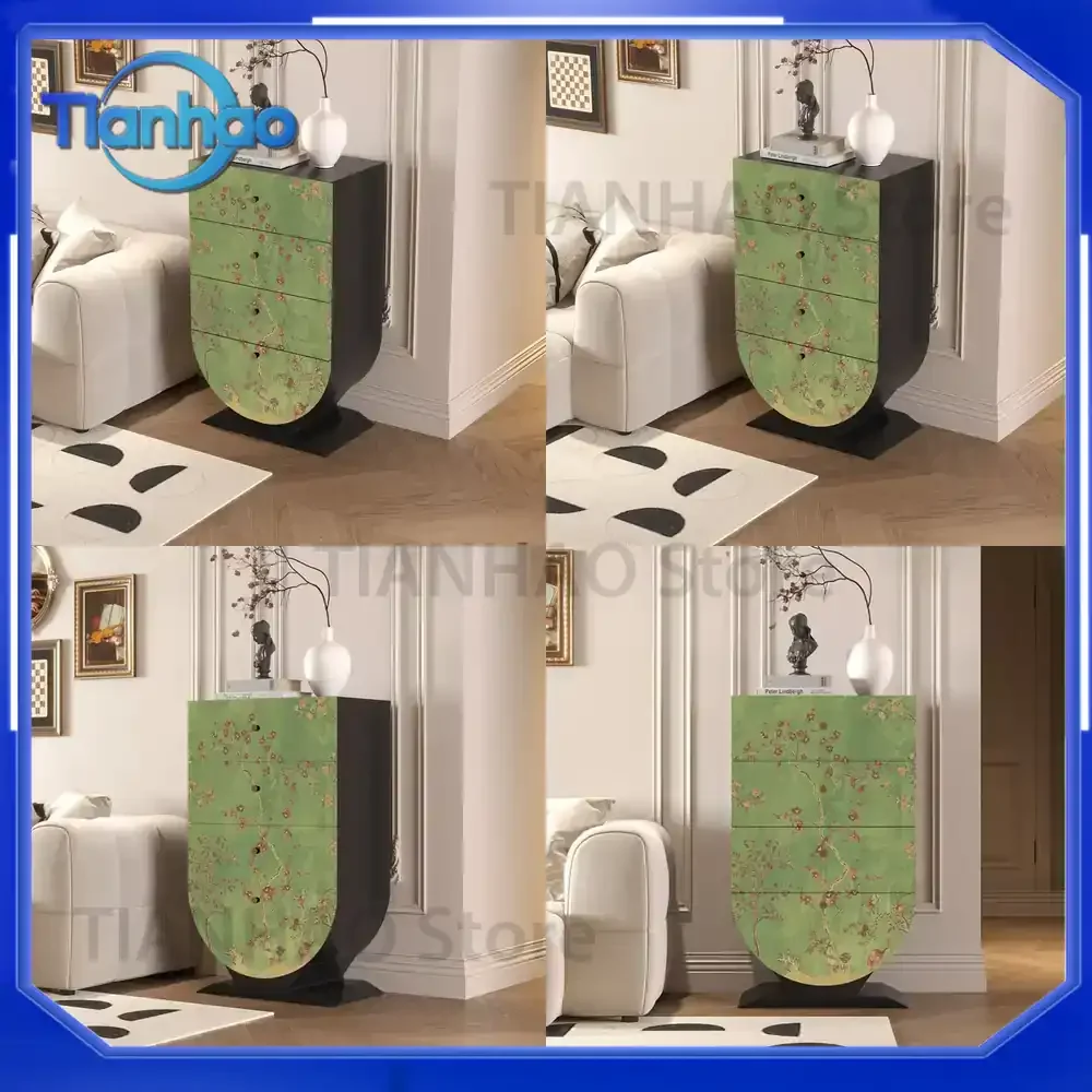 Vintage French Medieval Style Solid Wood Chest of Drawers with Flower and Bird Motif for Entrance Hall Living Room or Sofa