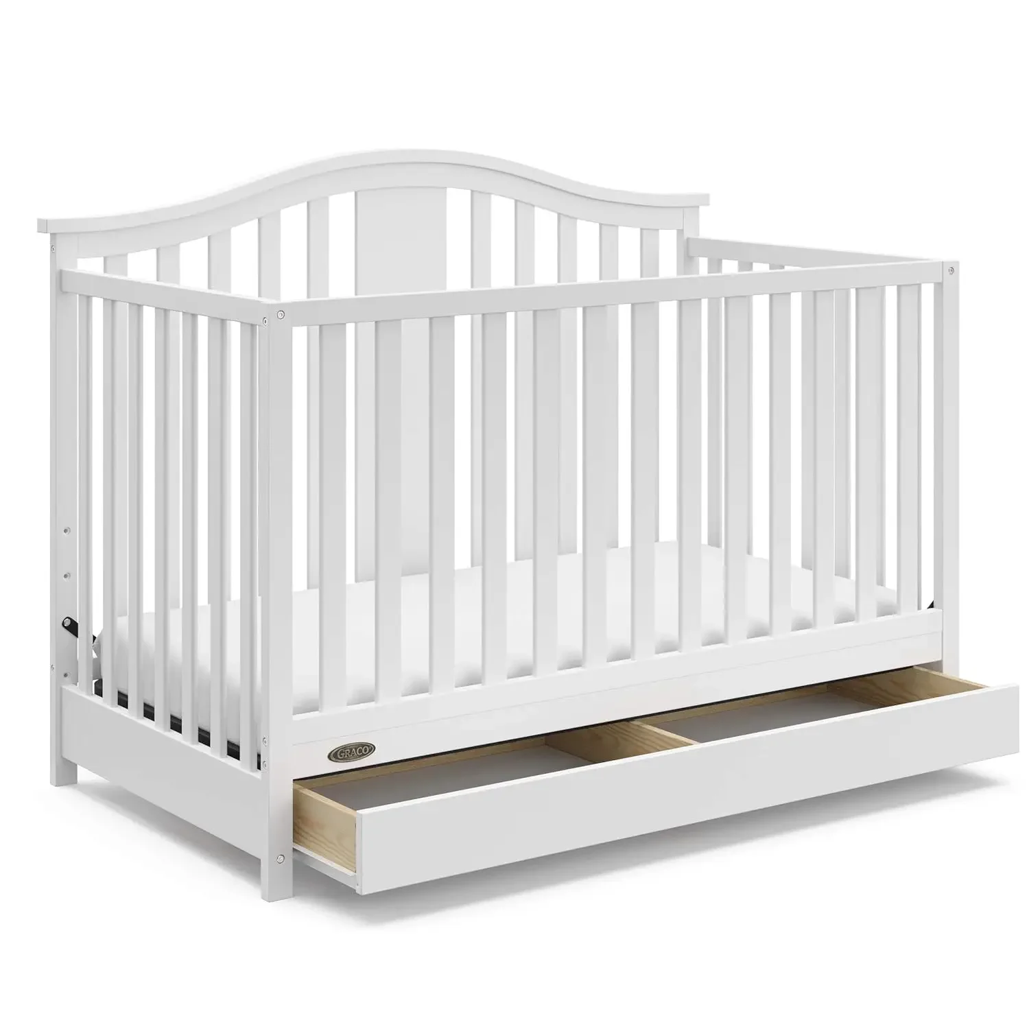 Solano 4-in-1 Convertible Crib with Drawer Combo (White) – GREENGUARD Gold Certified, Includes Full-Size Nursery Storage D