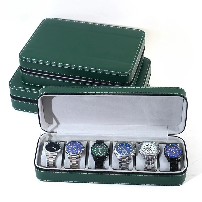 

Зеленый, серый, черный кожа, 6/10/12 сеток, сумка из искусственной кожи на молнии, коробка для часов, чехол для хранения, сумка для ювелирных изделий для часов