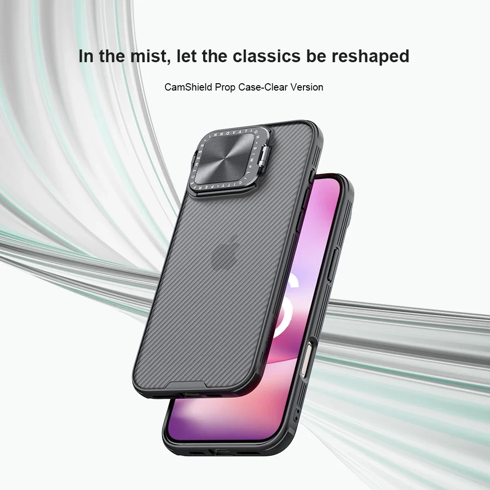 

For Apple iPhone 16 Pro Max / 16 Pro Nillkin Case CamShield Prop Anti-fingerprint Camera with Stand Lens Protection Back Cover