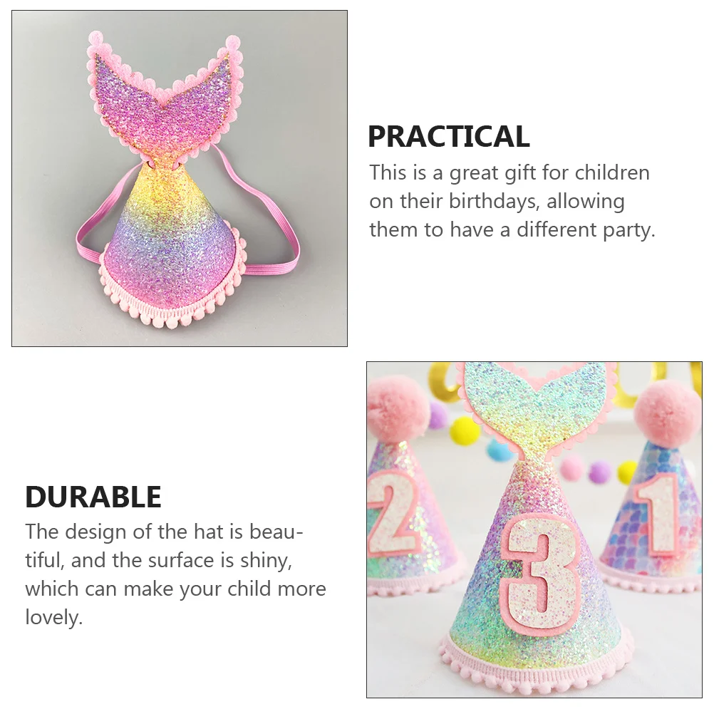 

Birthday Hat Sequined Mermaid Tail Hat Shiny Design Long Lasting Party Supplies for Party Supplies