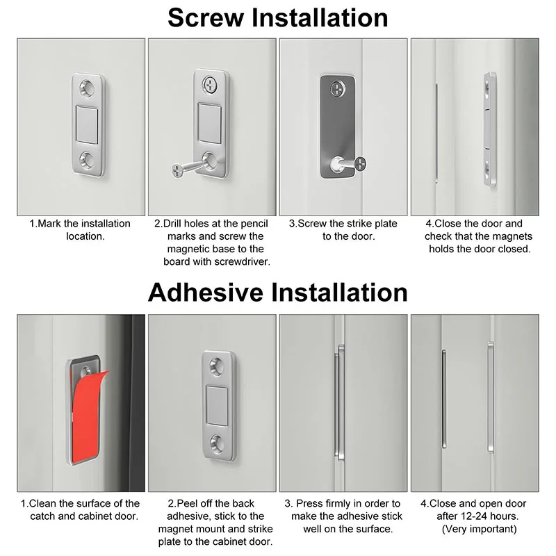 رقيقة جدا غير مرئية خزانة مغناطيسية المصيد المخفية الباب سدادة خزانة خزانة الأثاث الأجهزة لا الحفر ذاتية اللصق #6
