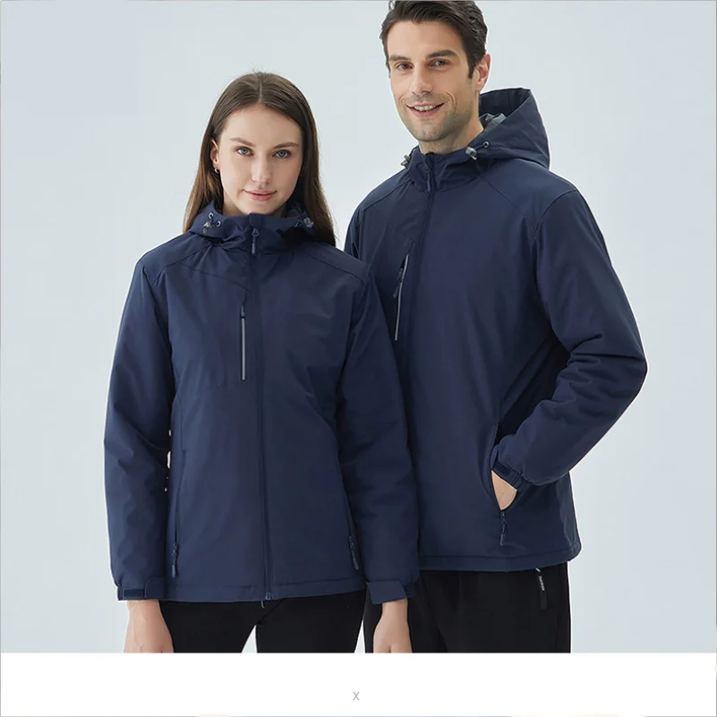 Autumn And Winter Customized Logo Men's Women's Thickened Jacket DIY Printed Zipper Coat Windproof And Waterproof Outdoor Jacket