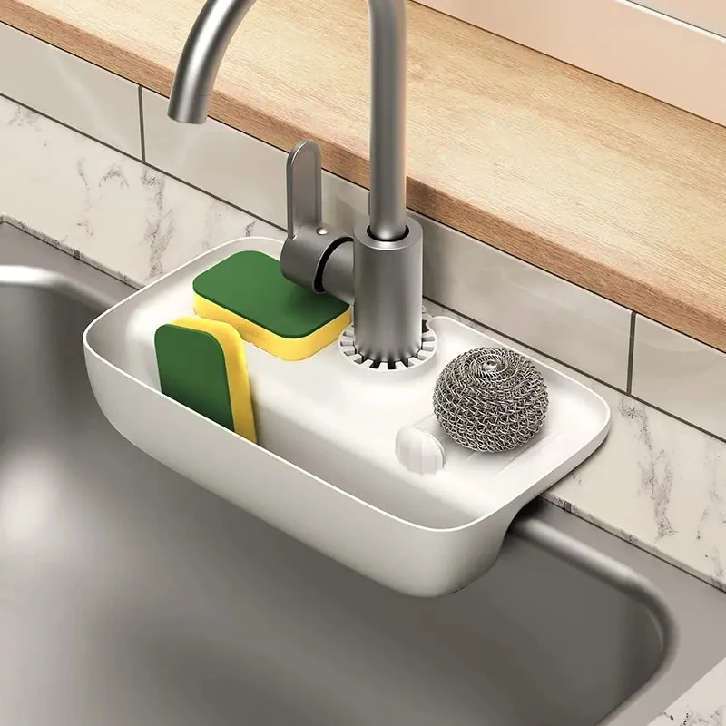 

Household Silicone Sink Drain Rack Faucet Splash Proof Drain Pad Sponge Cloth Steel Wool Storage Rack Storage Box