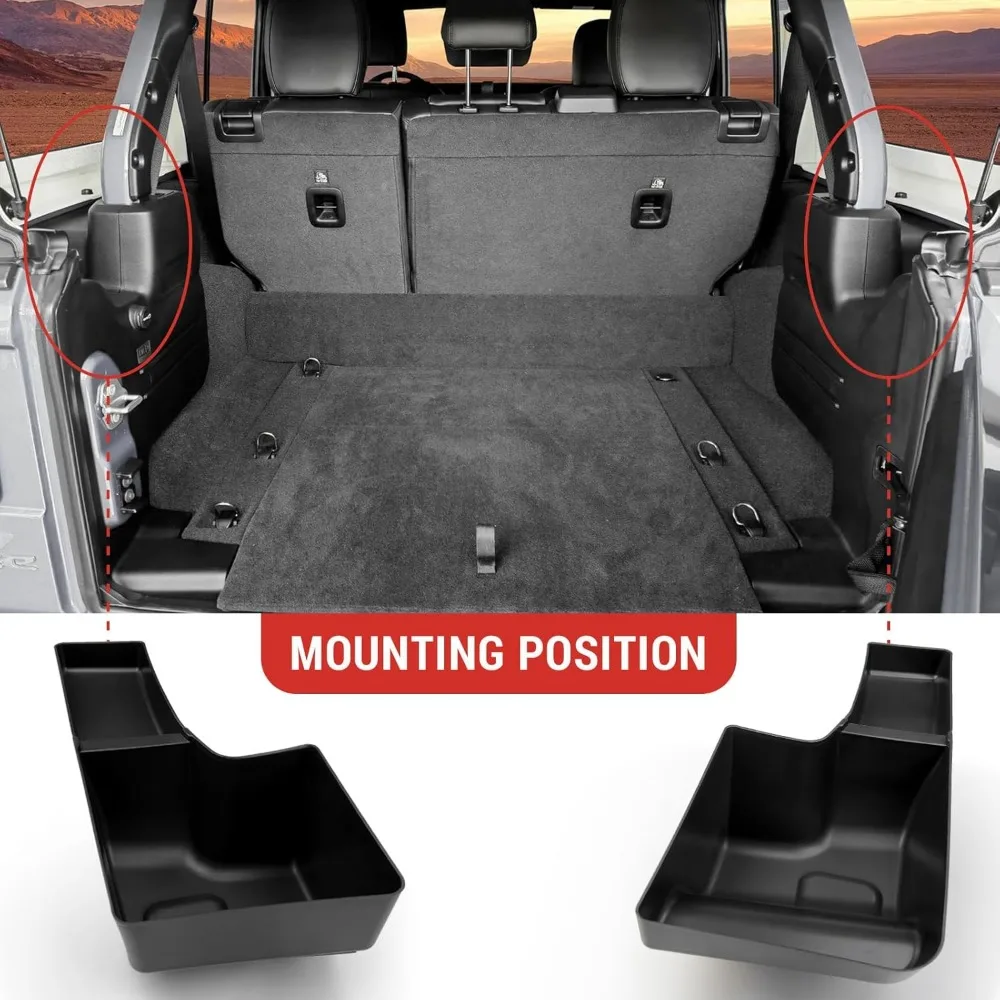 Car Wheel Well Storage Bin Cargo Trunk Organizer Fit for 2018-2023 Jeep Wrangler JL Rear Storage Box Tray Accessories