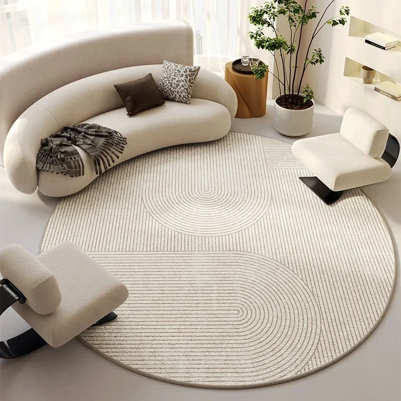 New Round Carpet Cream Style Whole House Large Area Carpets Living Room Bedroom Light Luxury High End Non Slip Simple Rug