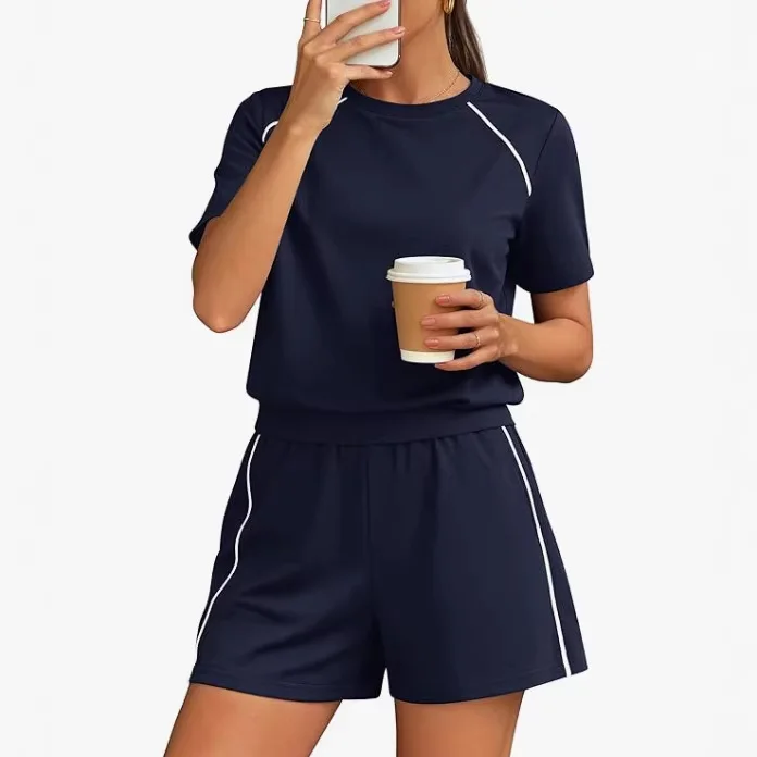 

2026 Spring and Summer Women's Casual Suit Shorts Suit Travel Beach Vacation Suit Two-piece Set