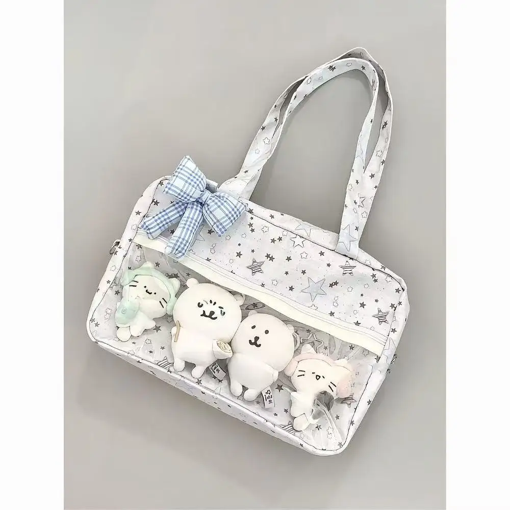 

Star-chasing Shoulder Bag Fashionable Class Universal Canvas Bag Casual Large Capacity Double-layer Transparent Women's Tote Bag
