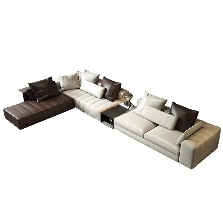Combination Household Sofa Set Wooden Frame Thick Foam Leather Furniture Sofa