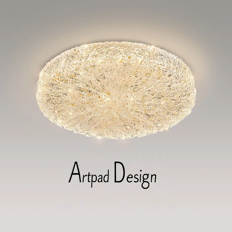 

Минималистичный круглый потолочный светильник, золотой роскошный светодиодный потолочный светильник из смолы для спальни, гостиной, декор, потолочные светильники для столовой