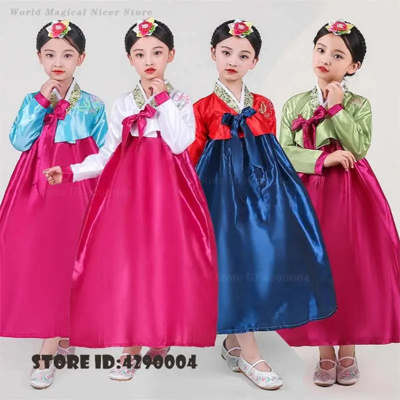 Kids Traditional Korean Hanbok Dress Ethnic Court Outfit Folk Dance Performance Costume for Children Photography