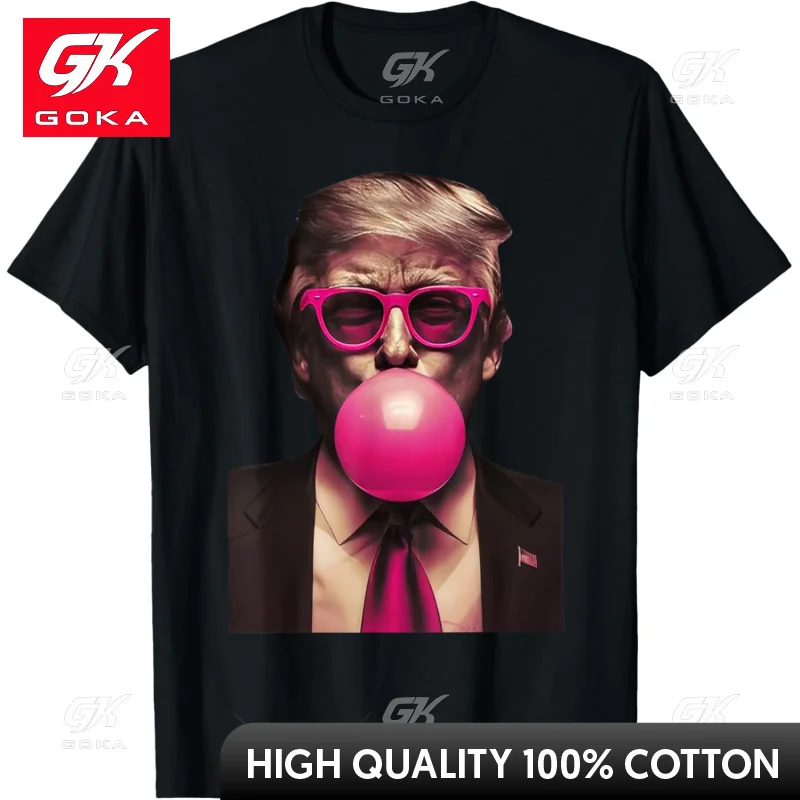 Trump Election 2024 Bubblegum Women's and Men's Cotton T Shirt Graphic Short Sleeve Clothing Cool Hip Hop Tees Unisex T Shirts