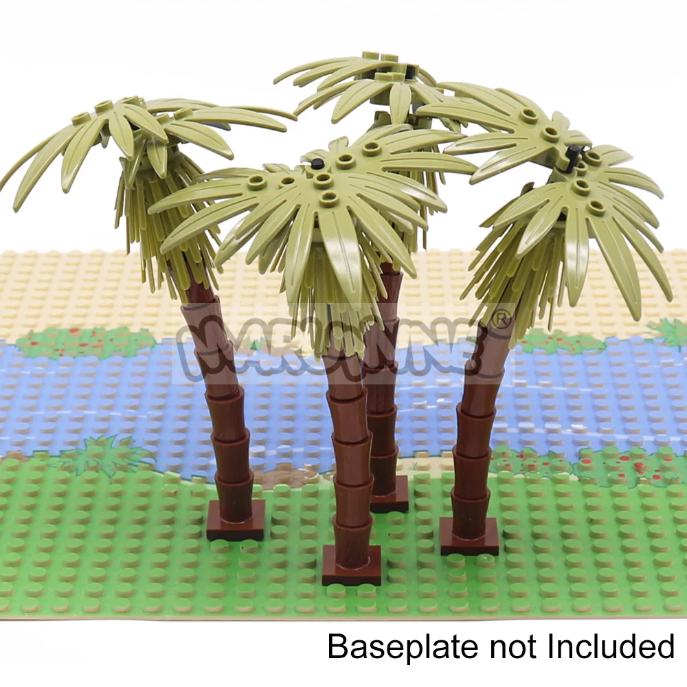 MARUMINE 4PCS Kokospalme MOC Stadt Pflanze Bausteine Ziegel Garten Bonsai Wald DIY Klassische Modell Kit 30338 30239