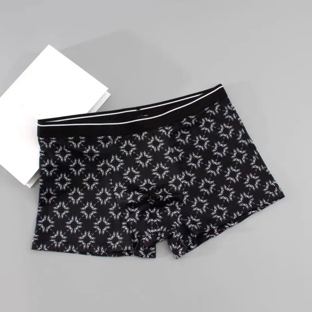 4PCS Simple Stripe Letter Men's Flat Panties Large Size Low Waist Boxer Shorts Male Underpants Seamless Mens Underwear Male