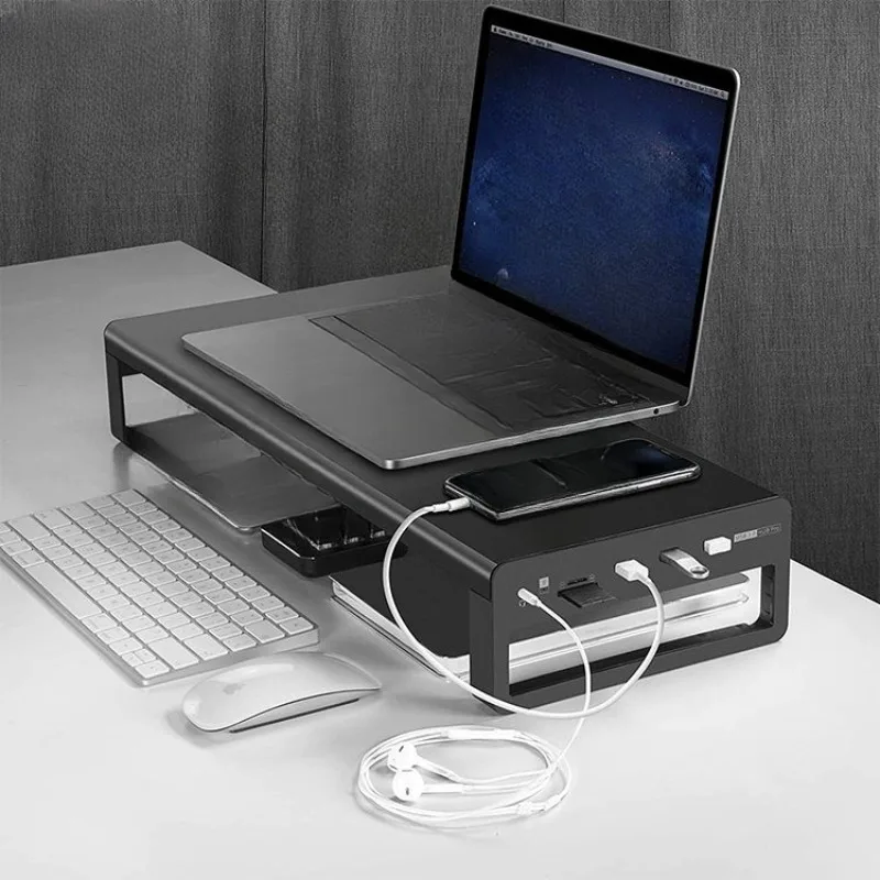 New computer stand riser for desktop monitor with wireless charger and USB 3.0 hub aluminum computer monitor stand