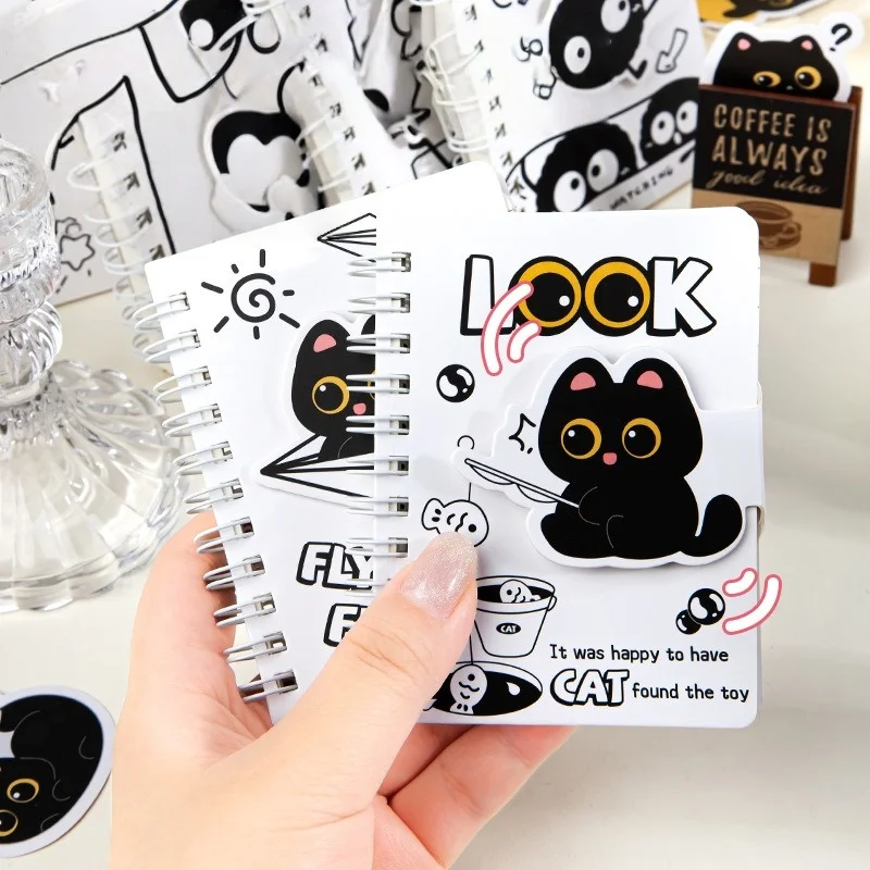 A7 Pocket Spiral Notebook with Velcro Closure Capybara Panda Mini Journal for Student Vocabulary Motivational Portable Pad
