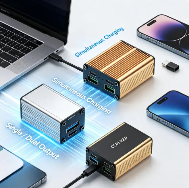140W Dual-Port Power Delivery Charging Module for USB-C Laptops Tablets and Smartphones with Multi-Protocol Support