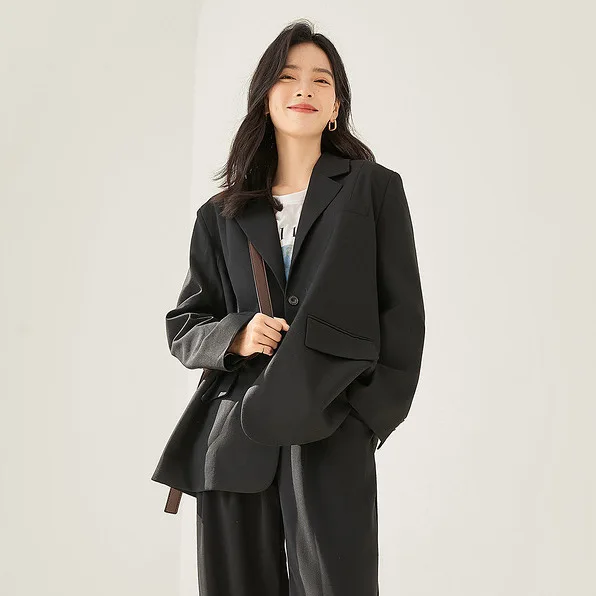 レディースブレザーコートオーバーコート女性用ダブルブレストツイードサテンラウンドレジャースプライシング秋冬ピンストライプ肩パッド入り