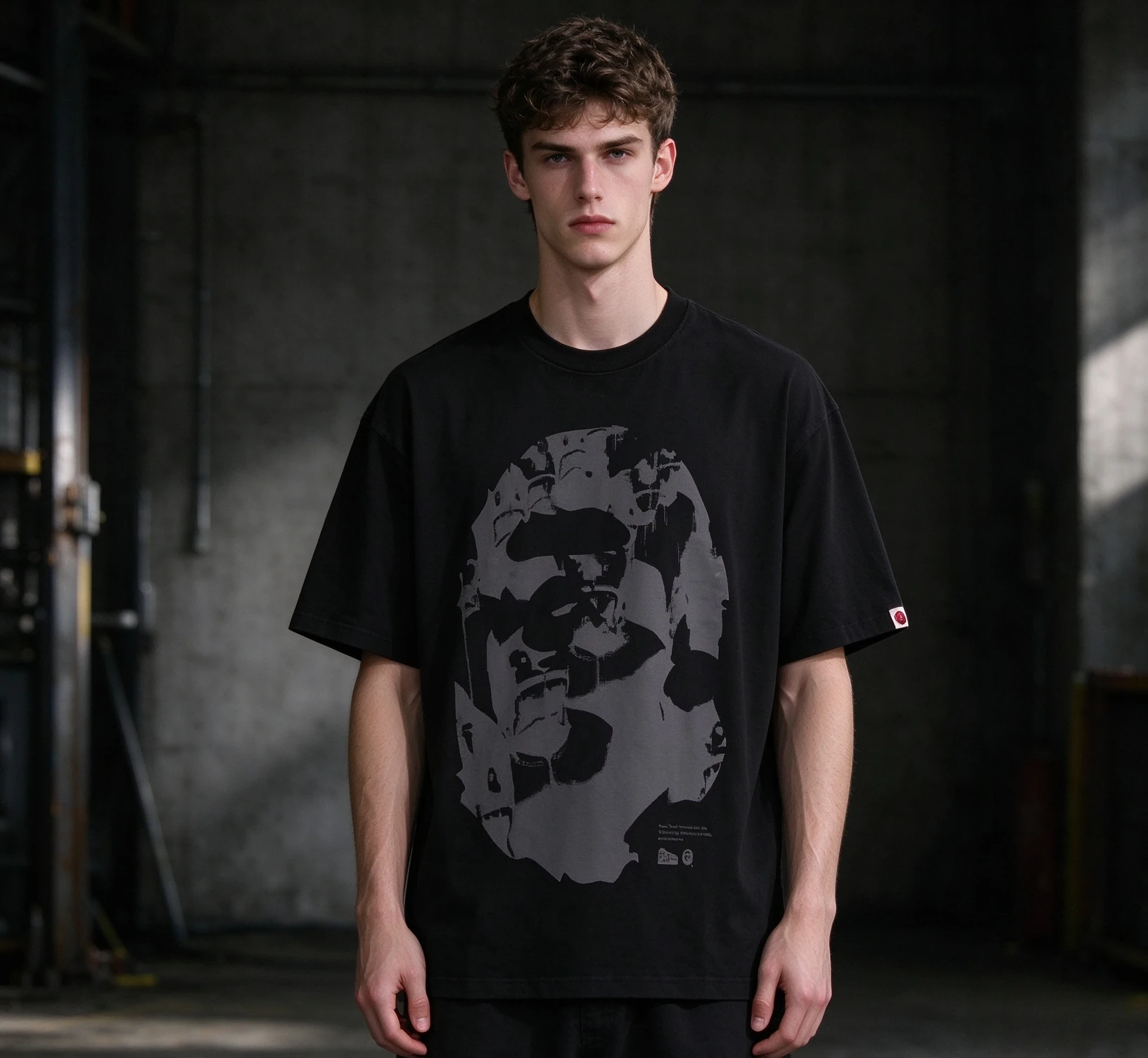 2026 Vintage Distressed Abstract Portrait Graphic T Shirt Unisex Crew Neck Short Sleeve Streetwear Black Tee