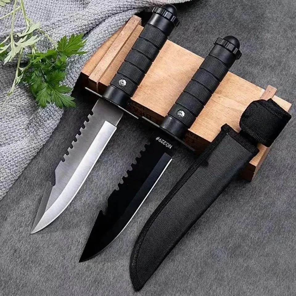 Hot Sale 8CR13MOV Steel Sanding Light Tactical Straight Knife Jungle Camping  Straight Knife ABS Handle Hunting Knives