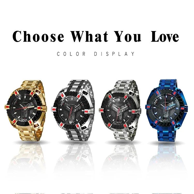 Con funzione luminosa Logo personalizzabile Orologi meccanici Materiale in acciaio inossidabile Orologio da uomo Orologio alla moda impermeabile 100M